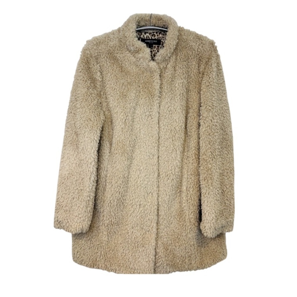 Kenneth Cole New York Faux Fur Cream Colored Teddy Coat